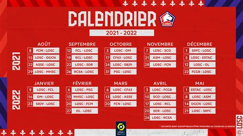 lille football calendrier